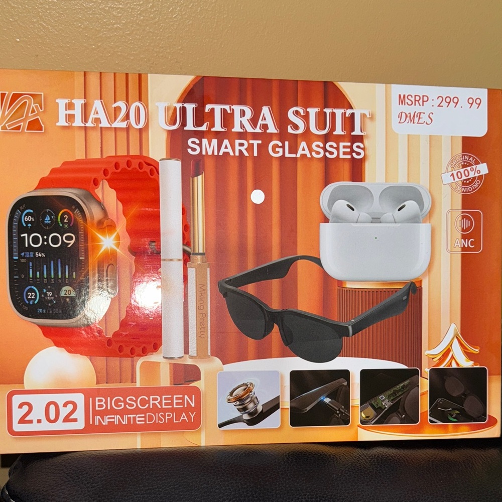 HA20 Ultra Suit Smart Glasses with Orange Band